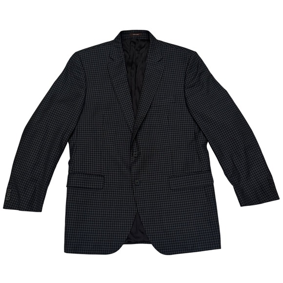 Peter Millar Mens Micro Plaid Blazer 44T Wool Two‎ Button Sport Coat Made Canada